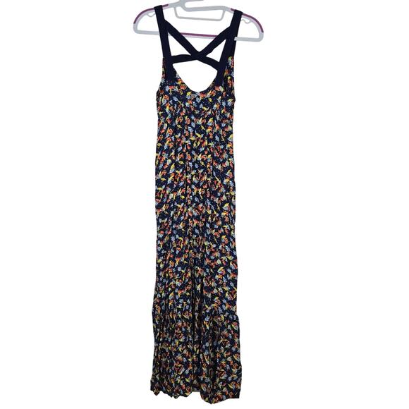 Women's Quiksilver Blue Floral Maxi Dress Cross Back | Size XS - Picture 2 of 11